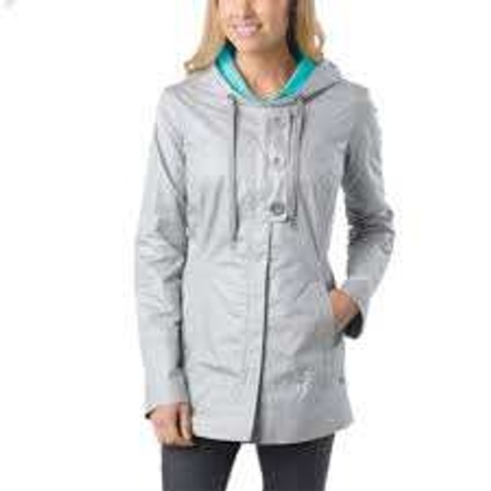 prAna Abby Jacket Women XL Gray Hooded Utility Windbreaker Active Travel Hike